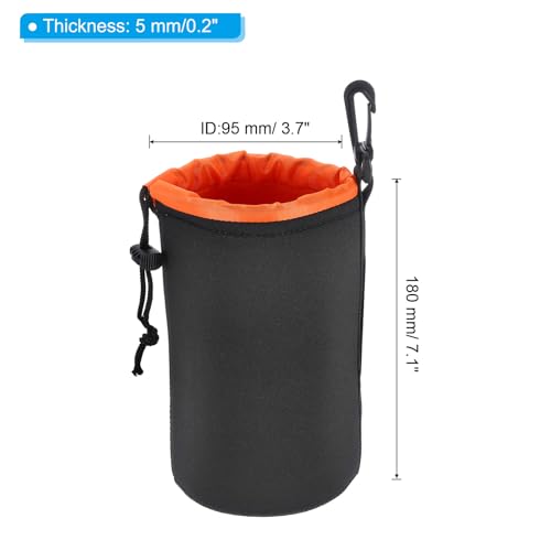 PATIKIL Camera Lens Bag: 2 Pcs 3.7" ID x 7.1" H Drawstring – Side View