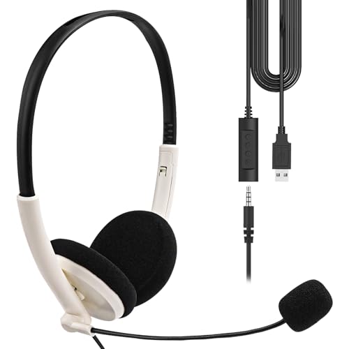 Geekria Headset: Geekria USB Headset with Mic Mute Button – Front View
