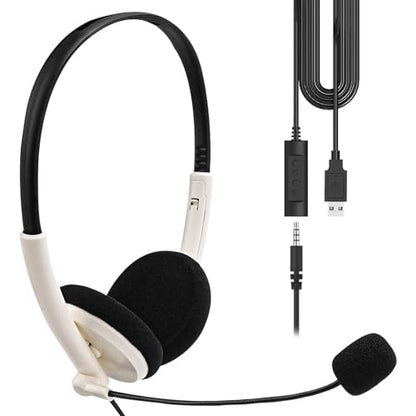 Geekria Headset: Geekria USB Headset with Mic Mute Button – Front View
