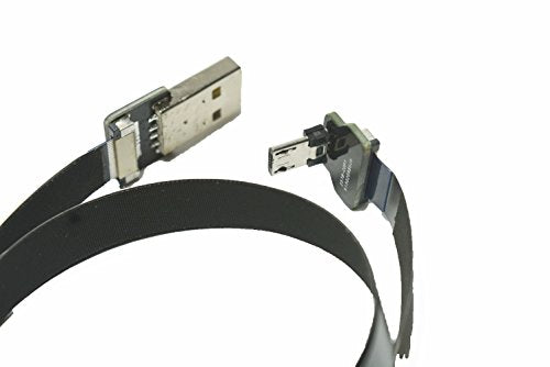 Permanent Black FPV Cable: 90-Degree Micro USB to Standard – Front View