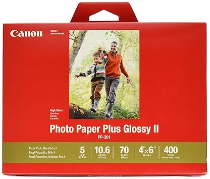 CanonInk Photo Paper Plus Glossy II 4" x 6" 400 Sheets (PP-301 4X6_400)