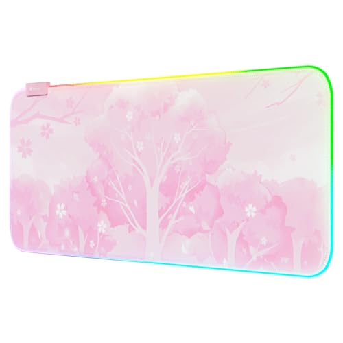 Pad Gaming: Pink RGB LED Gaming Mouse Pad 14 Modes Glow – Front View