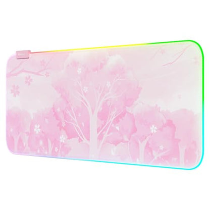 Pad Gaming: Pink RGB LED Gaming Mouse Pad 14 Modes Glow – Front View