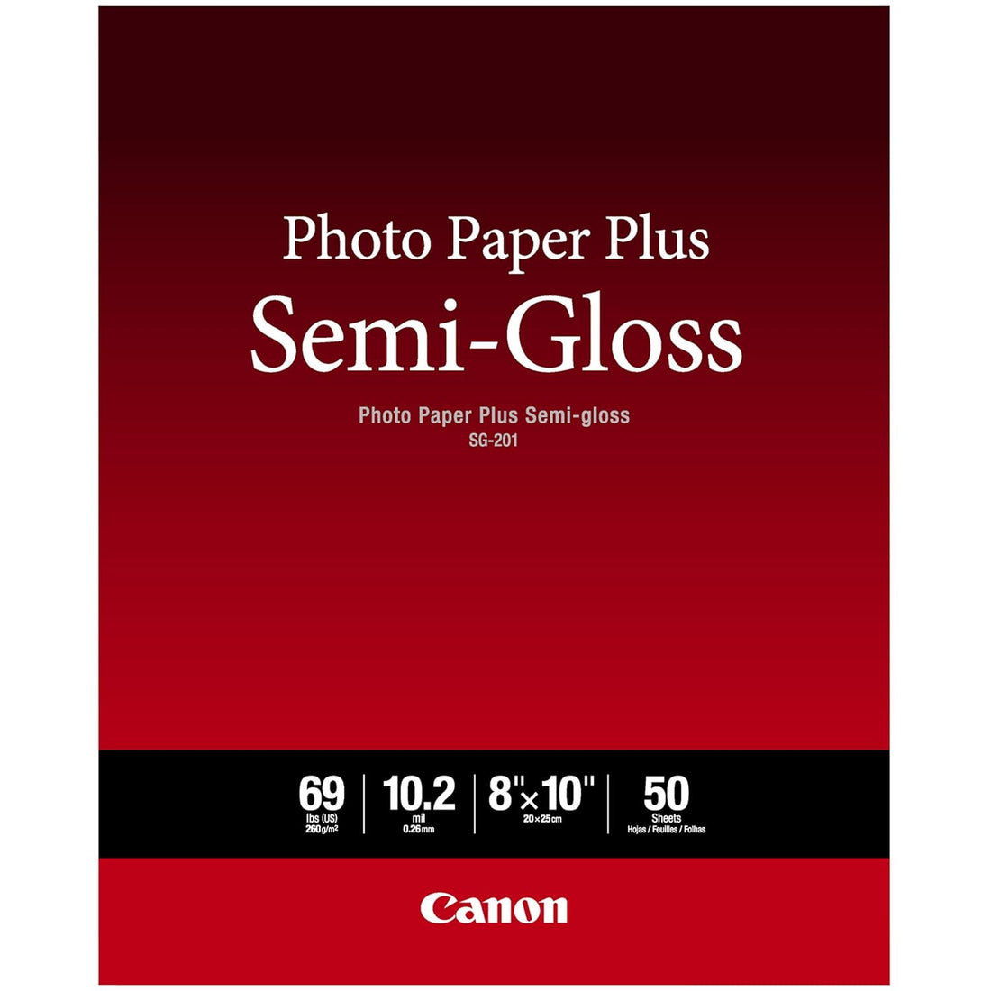 Canon Photo Paper Plus Semi-Gloss SG-201 8.5X11 10.2mil 260gsm Photo Paper - 50 Sheets