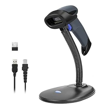 NETUM Wireless 2D QR Barcode Scanner with Stand, 3 in 1 Bluetooth & 2.4GHz Wireless & USB Wired Automatic Bar code Imager Reader Handhold Scanner Gun Compatible for Laptops, Computers, Cashier, POS