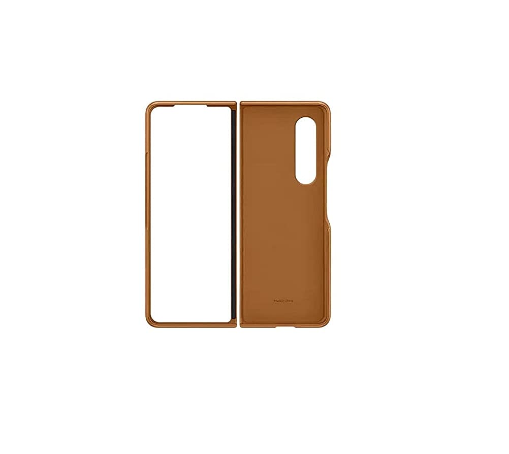 Samsung Galaxy Z Fold 3 Official Leather Case, Leather Protective Cover, International Version (Camel)