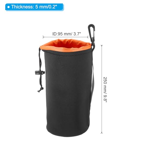 PATIKIL Camera Lens Bag: 1 Pcs 3.7" ID x 9.8" H Drawstring – Side View