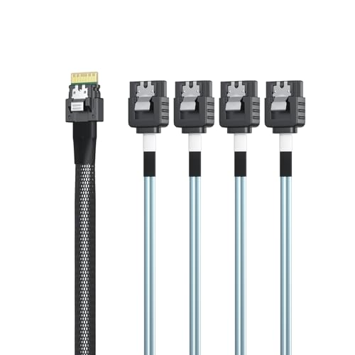 Host Raid: 10Gtek SlimSAS 4i to 4xSATA Cable SFF-8654 – Front View