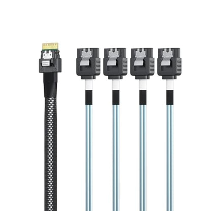 Host Raid: 10Gtek SlimSAS 4i to 4xSATA Cable SFF-8654 – Front View