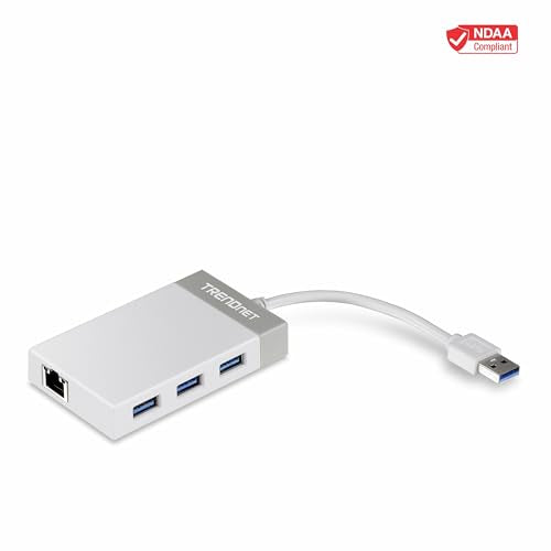 Port Ethernet: TRENDnet 3-Port USB 3.0 Hub TU3-ETGH3 – Back View