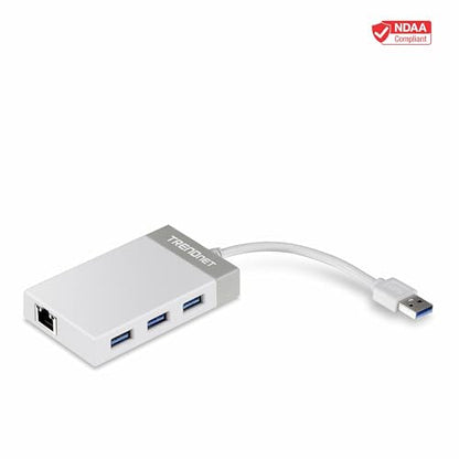 Port Ethernet: TRENDnet 3-Port USB 3.0 Hub TU3-ETGH3 – Back View