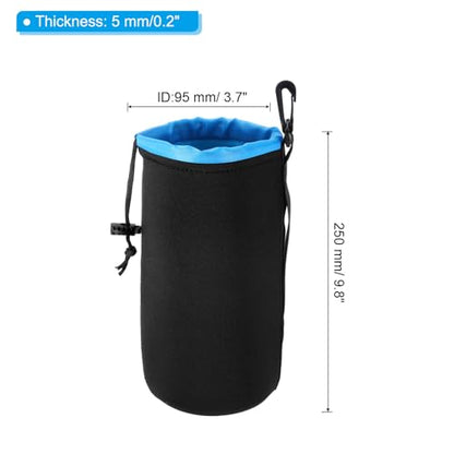 PATIKIL Camera Lens Bag: 2 Pcs 3.7" ID x 9.8" H Drawstring – Side View