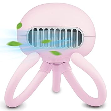 Baby Stroller Small Fan, Portable Carrying Fan, Three-Speed Wind with Flexible Tripod, Rechargeable USB Leafless Scattered Heat Fan, Suitable for Office, Camp, Car, Travel, Gym (Pink)