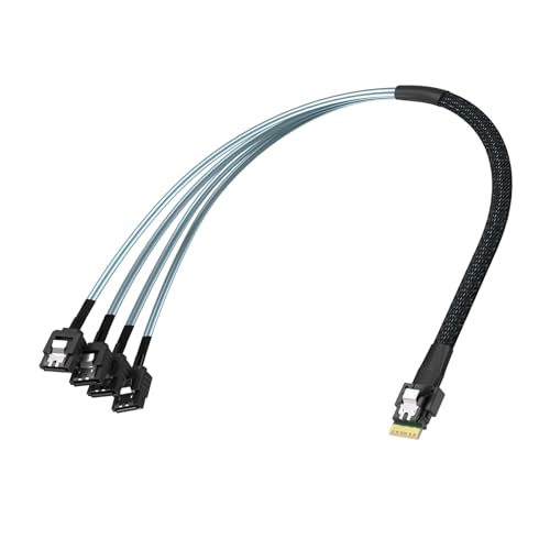 Host Raid: 10Gtek SlimSAS 4i to 4xSATA Cable SFF-8654 – Close-up Detail
