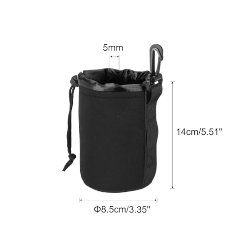 PATIKIL Camera Lens Bag: 2 Pcs 3.3" IDx5.5 H Drawstring – Side View