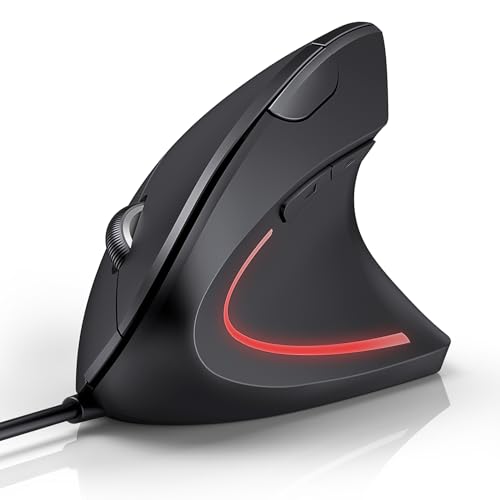 Mouse DPI: TECKNET Wired Mouse 6400 DPI Ergonomic Mouse – Front View