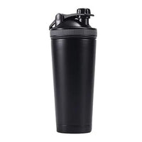 AmFor Shaker Bottle, Double Wall Stainless Steel 25 Oz, Stainless Steel Blender Bottle, Protein Shaker, Shaker Cup, Coffee Bottle, Reusable (Black)