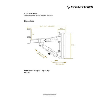 Sound Town: Sound Town 2-Pack Adjustable Wall Mount Speaker – Close-up Detail