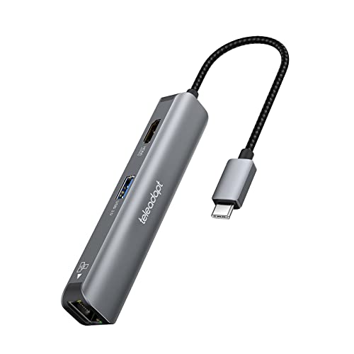 Teleadapt Hub: Teleadapt USB Type-C 5-in-1 Hub Adapter 4K – Front View
