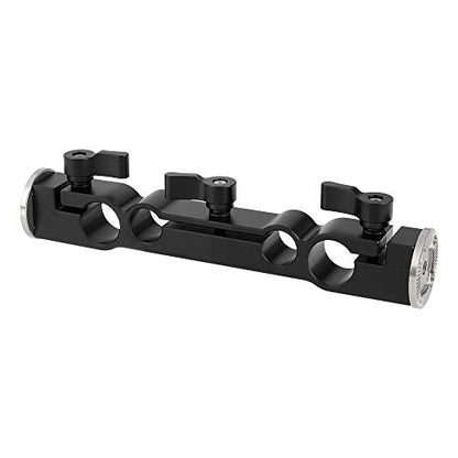 CAMVATE 15mm & 19mm Dual-Port Rod Clamp with M6 Rosette – Front View