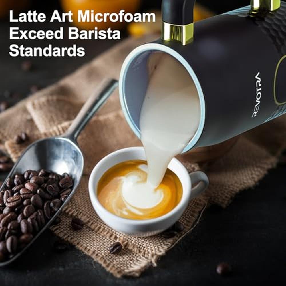 Milk Frother: REVOTRA 4-in-1 Electric Foam Maker – Side View