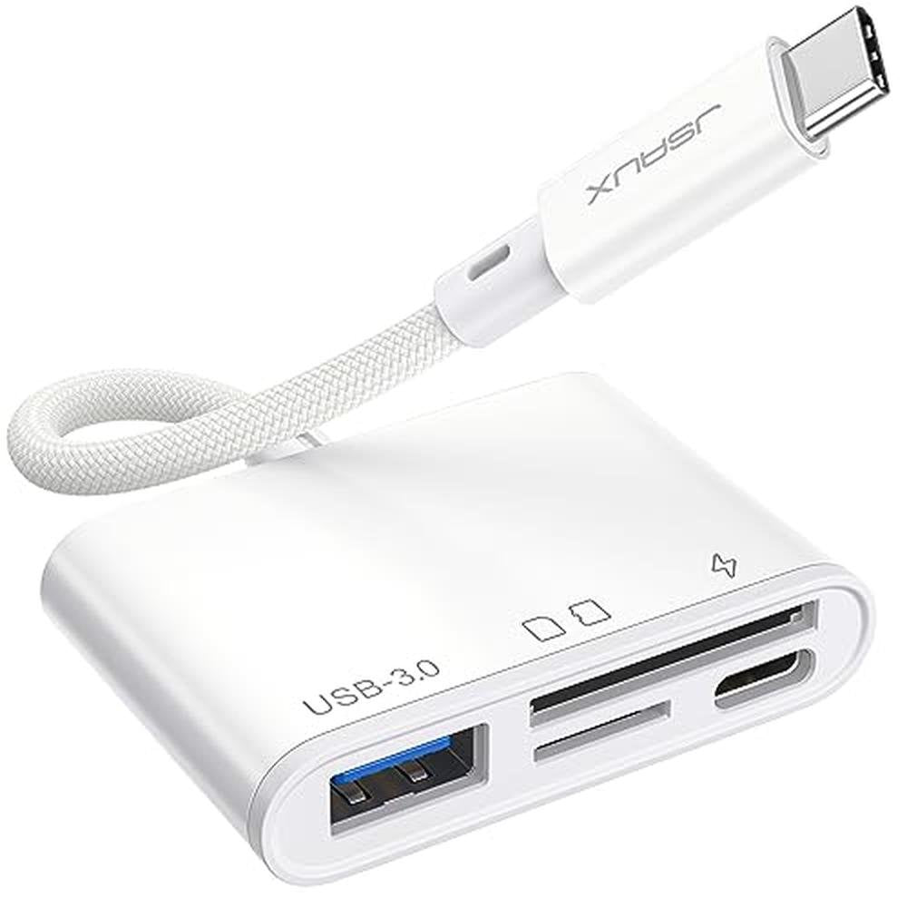 4-in-1 USB C SD Card Reader: JSAUX USB-C Micro SD Card – Front View