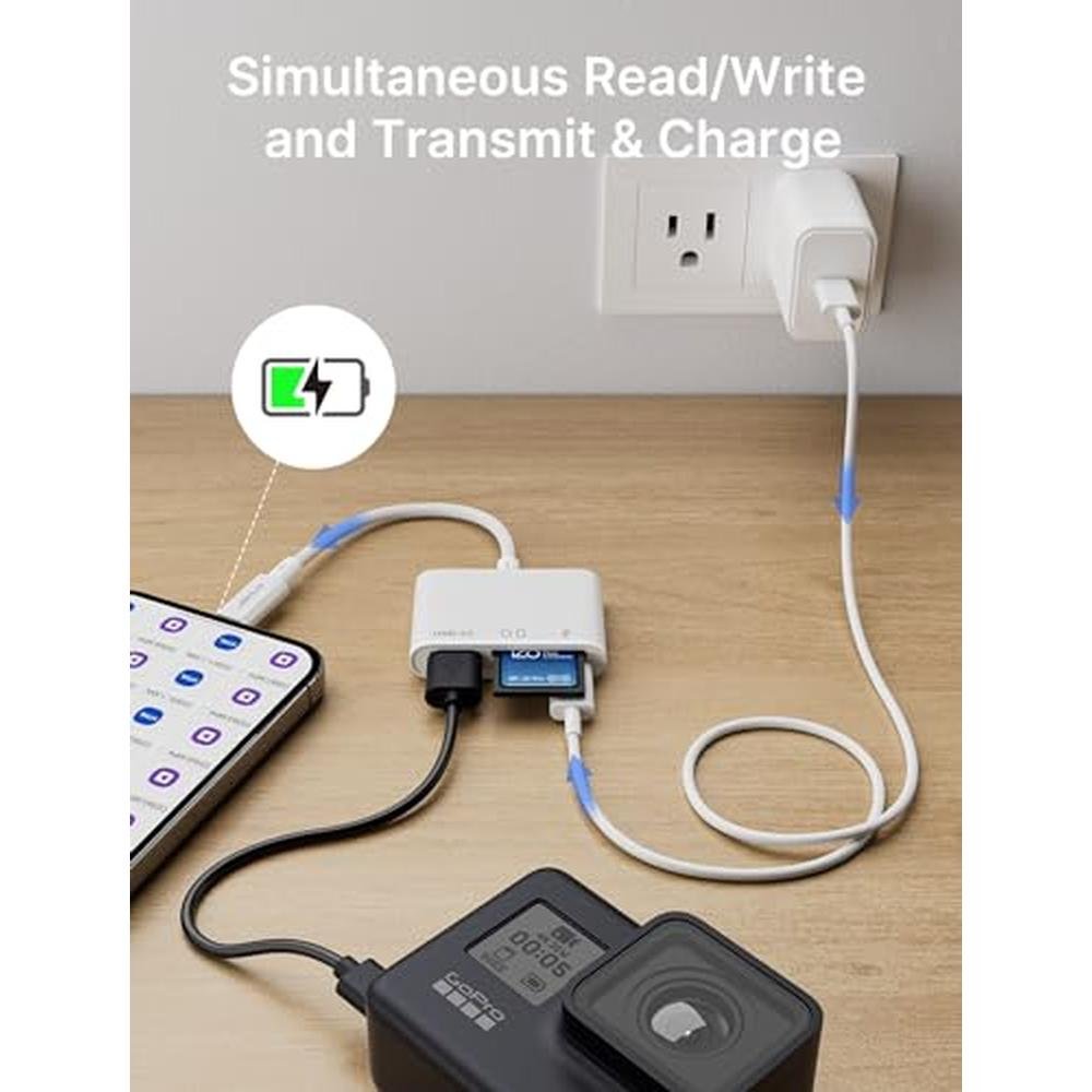 4-in-1 USB C SD Card Reader: JSAUX USB-C Micro SD Card – Side View