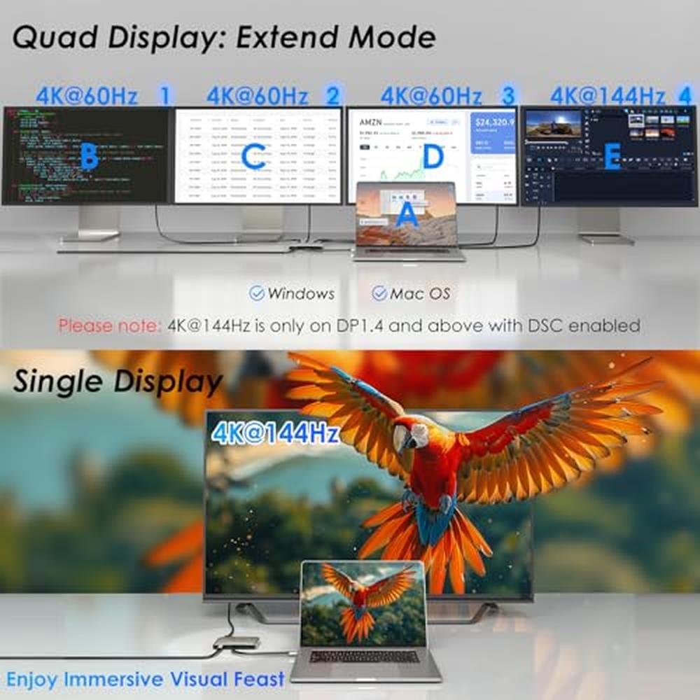 Quad Monitor Docking Station: WAVLINK WL-UG7702H-A 4K Output – Side View