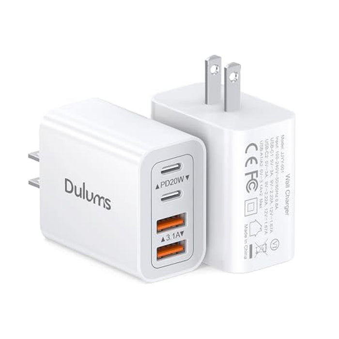 40W Charger: USA Warehouse 40W USB C Charger Cube 2-Pack – Front View
