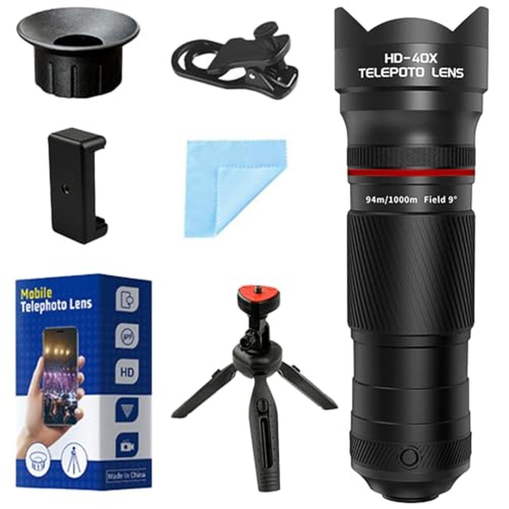 40x Telephoto Lens: 2-in-1 Mobile Phone Camera Lens Kit – Front View