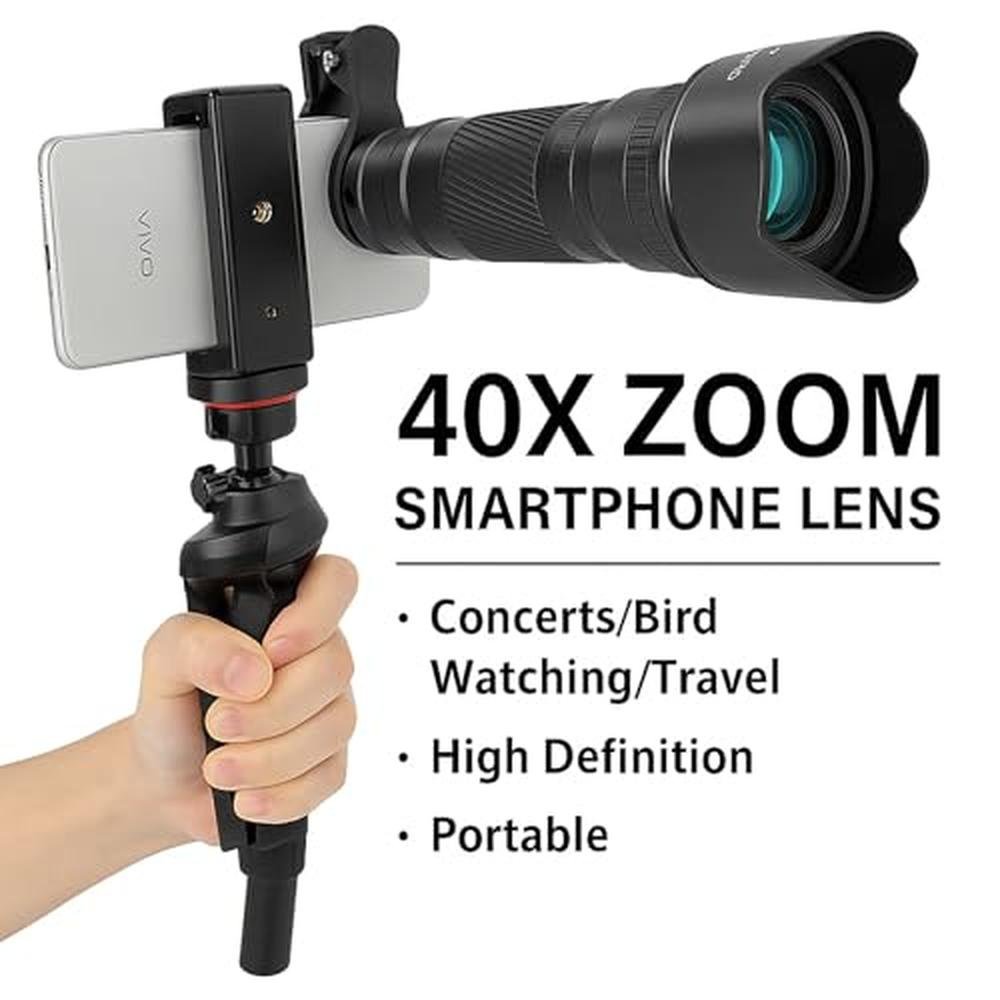 40x Telephoto Lens: 2-in-1 Mobile Phone Camera Lens Kit – In Use