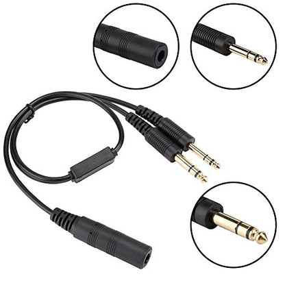 Adapter Headset: Black Universal Aviation Headset Adapter – Side View