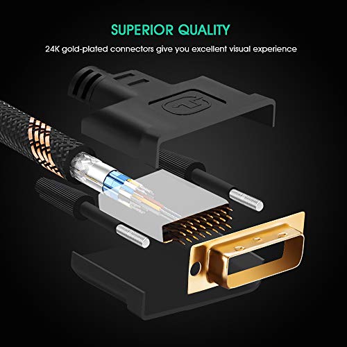 DVI to DVI Cable 25Ft: Nylon Braided DVI-D 24+1 Dual Link – Packaging