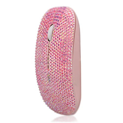 Pink Colorful Bling Luxury Crystal Rhinestone 2.4G Wireless – Side View