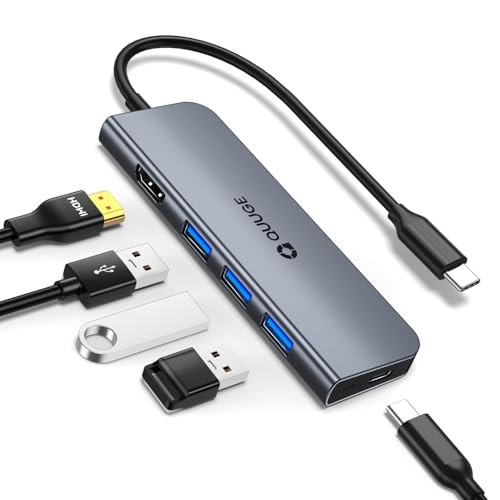 Adapter Hub: QUUGE 5-in-1 USB-C to HDMI Adapter with 4K – Front View