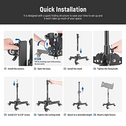 NEEWER Heavy Duty Light Stand with Casters – Feature Highlight