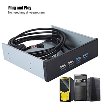 Front Panel: ASHATA 5.25 Inch Multifunction 4 USB Port – In Use