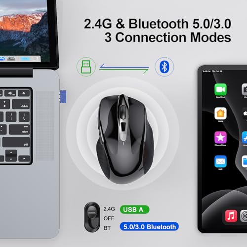 Wireless Mouse: TECKNET BT5.0/3.0 2.4G Rechargeable 4800 – Side View