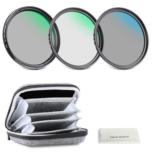 NEEWER 49mm UV/CPL/ND Lens Filter Kit with Hard Shell – Front View