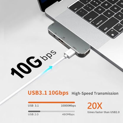 Port Leehitech: Leehitech USB C Hub 5-in-1 Multiport Adapter – Close-up Detail