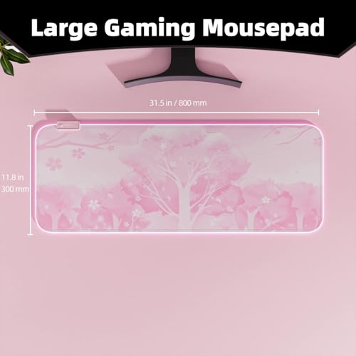 Pad Gaming: Pink RGB LED Gaming Mouse Pad 14 Modes Glow – Close-up Detail