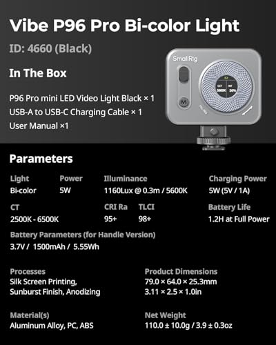 SMALLRIG Vibe P96 Pro Led Video Light – Additional Angle