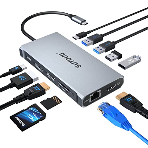 Docking Station: SUTOUG 12-in-1 USB C Hub Triple Displays – Front View