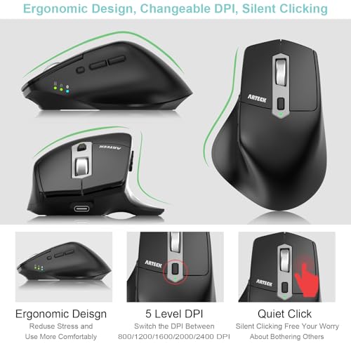 Mouse iPad: Arteck Multi-Device Wireless Bluetooth – Side View