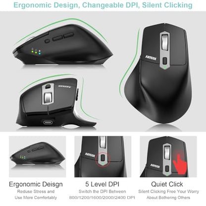Mouse iPad: Arteck Multi-Device Wireless Bluetooth – Side View