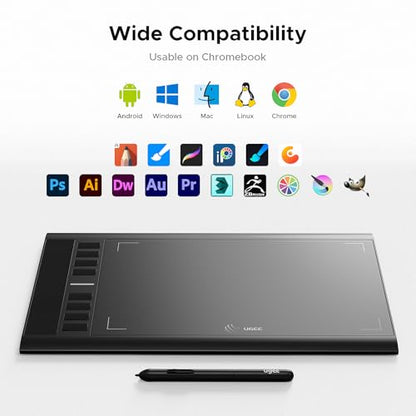 Drawing Graphic: UGEE M708 10x6 Inch Large Digital Drawing – Packaging