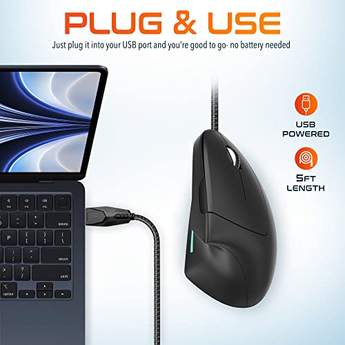 Delton S12: Ergonomic Vertical Wired Mouse – Close-up Detail