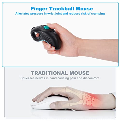 Welspo Handheld: Wireless USB Finger Trackball Mouse with – Back View
