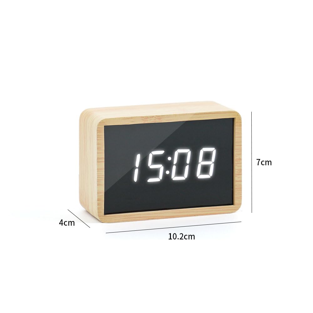 Fancial Wooden Appearance LED Digital Alarm Clock with 3 Brightness adjustments and 3 Alarm Modes 10.2 * 7 * 4cm