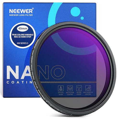 NEEWER 49mm True Colors Hard Stop Variable ND Filter ND2-32 – Front View
